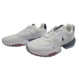 NEW POLO RALPH LAUREN JOGGER SNEAKER SHOE WHITE BLUE RED MSRP $138 MEN SIZE - 9